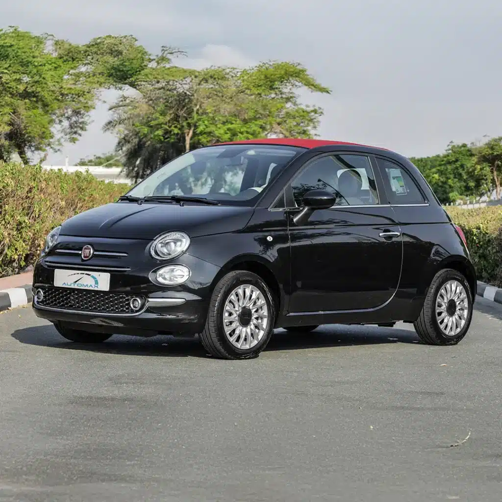 2024 Fiat 500 Cabrio Vesuvio Black White interior Red Roof.jpg