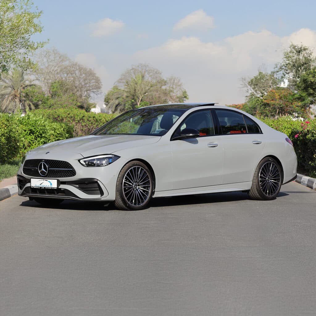 2025 Mercedes Benz C200 AMG Premium Plus Alpine Grey Red Interior Glossy Dashboard Night Package (1)